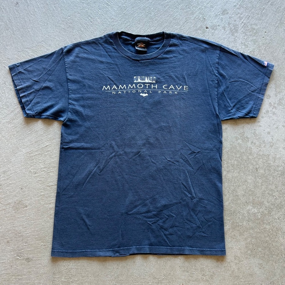 Vintage 90s Mammoth Cave Shirt Size Large Navy Blue National Park Kentucky